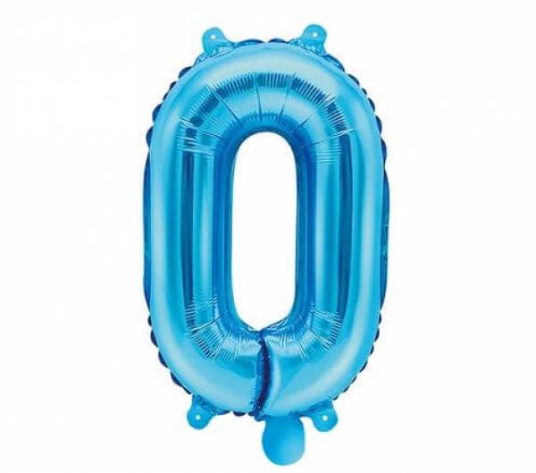 Folienballon Zahl 0 blau (35cm)